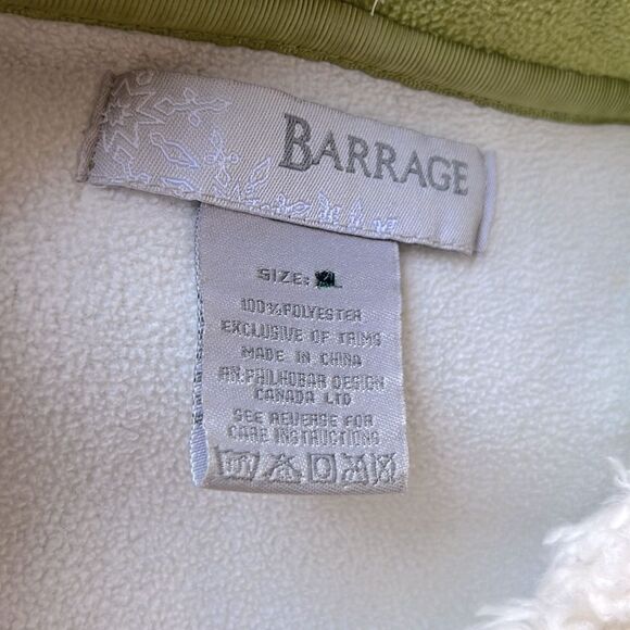 Barrage Upcycled Faux Fur Collar Zip Front Lime Fleece Sweater Jacket XL - Picture 7 of 13